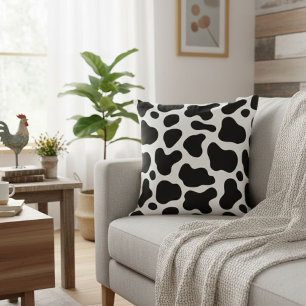 Cow print pillow, rustic pillow, square-shaped cushion