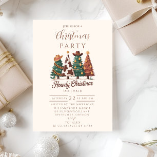 Cow Print Plaid Western Cowgirl Christmas Invitation
