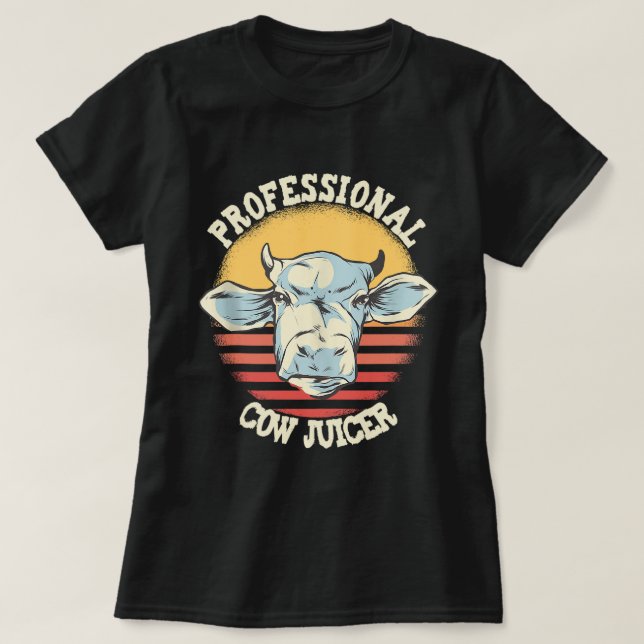 Cow Print Professionional Cow Juicer Milker Dairy  T-Shirt (Design Front)