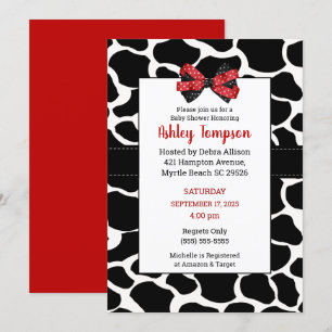 Cow Print Red Black Baby Shower Invitation