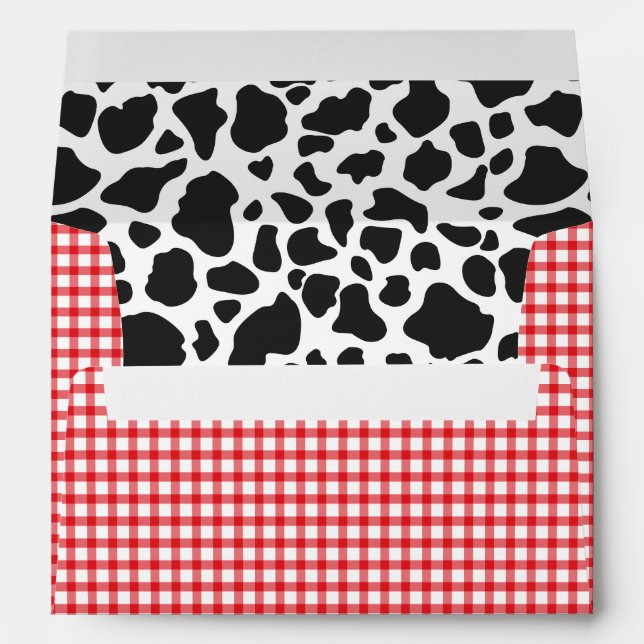 Cow Print, Red Plaid Envelope | A7 Size | 5x7 Card (Back (Bottom))