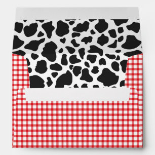 Cow Print, Red Plaid Envelope   A7 Size   5x7 Card