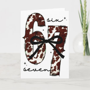 Cow Print Six Seven Western 67 Six Seven Coquette Card