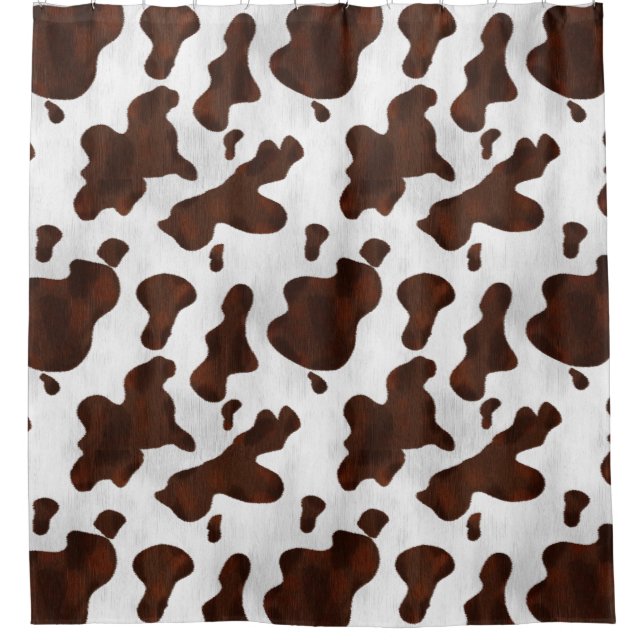 Cow Print Spotted Cowhide Faux Western Leather Shower Curtain (Front)