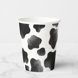 Cow Print Themed Party, Black & White Cow Spots Paper Cups