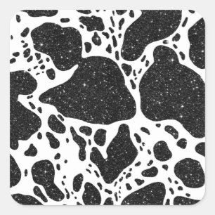 Cow Print With Glitter Square Sticker