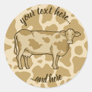 Cow Profile Classic Round Sticker