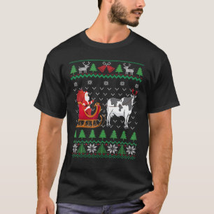 Cow Pulling Santas Sleigh Dairy Farmer Ugly Christ T-Shirt