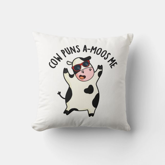 Cow Puns Amoos Me Funny Cow Pun  Cushion (Front)
