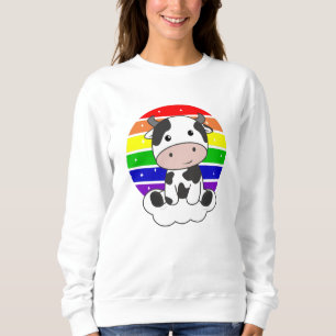 Cow Rainbow Glitter Kawaii Calf Cute Animals Sweatshirt