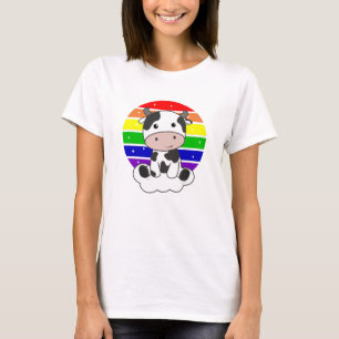 Cow Rainbow Glitter Kawaii Calf Cute Animals T-Shirt