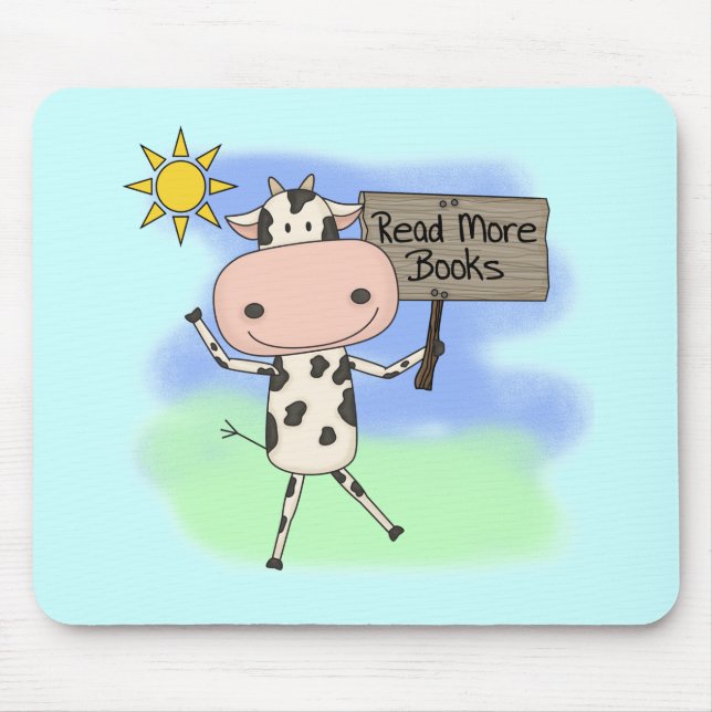 Cow Read More Books Mouse Mat (Front)