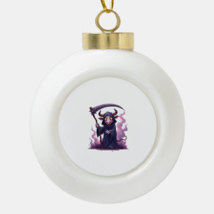 Cow Reaper Ceramic Ball Christmas Ornament