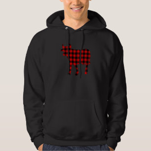 Cow Red Buffalo Plaid Heifer Farm Matching Family  Hoodie