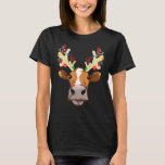 Cow Reindeer Christmas Tree Cow Santa Lights Xmas T-Shirt<br><div class="desc">Cow Reindeer Christmas Tree Cow Santa Lights Xmas</div>