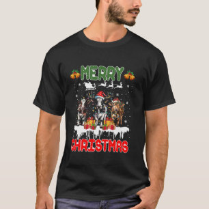 Cow Reindeer Hat Santa Christmas Lights Funny Cow  T-Shirt