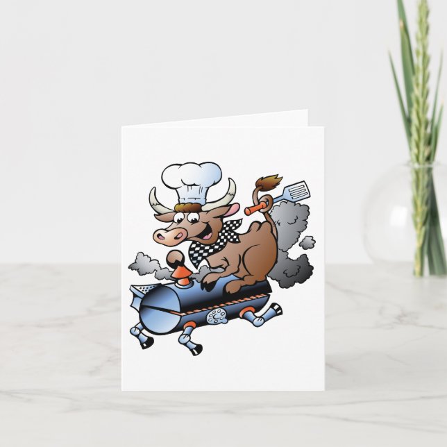 Cow Riding A BBQ Note Cards (Front)