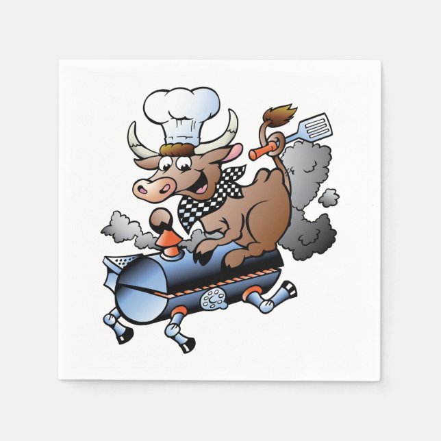 Cow Riding A BBQ Paper Napkins (Front)