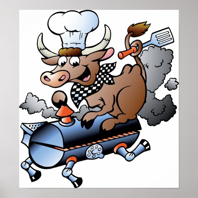 Cow Riding A BBQ Poster (Front)