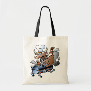 Cow Riding A BBQ Tote Bag