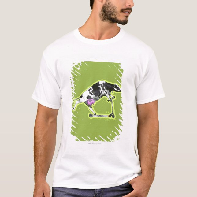 Cow Riding a Scooter T-Shirt (Front)