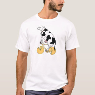 Cow Riding Bike With Cheese Wheel Wheels T-Shirt