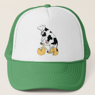 Cow Riding Bike With Cheese Wheel Wheels Trucker Hat
