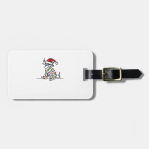 Cow Santa Christmas Lights Luggage Tag