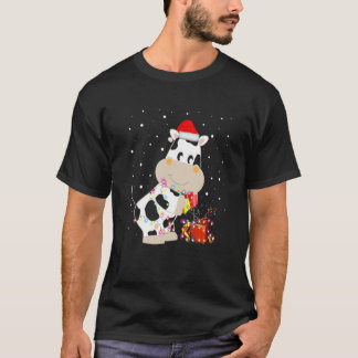 Cow Santa Christmas Lights Matching Family Group T T-Shirt