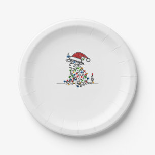Cow Santa Christmas Lights Paper Plate