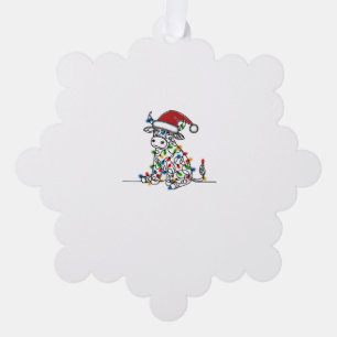 Cow Santa Christmas Lights  Tree Decoration Card