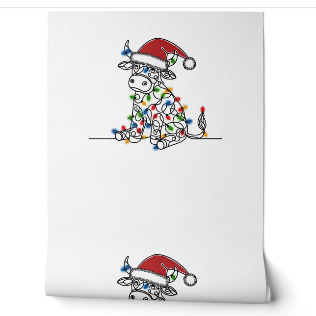Cow Santa Christmas Lights  Wallpaper (Unrolling)