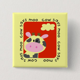 Cow Says Moo Tshirts and Gifts 15 Cm Square Badge