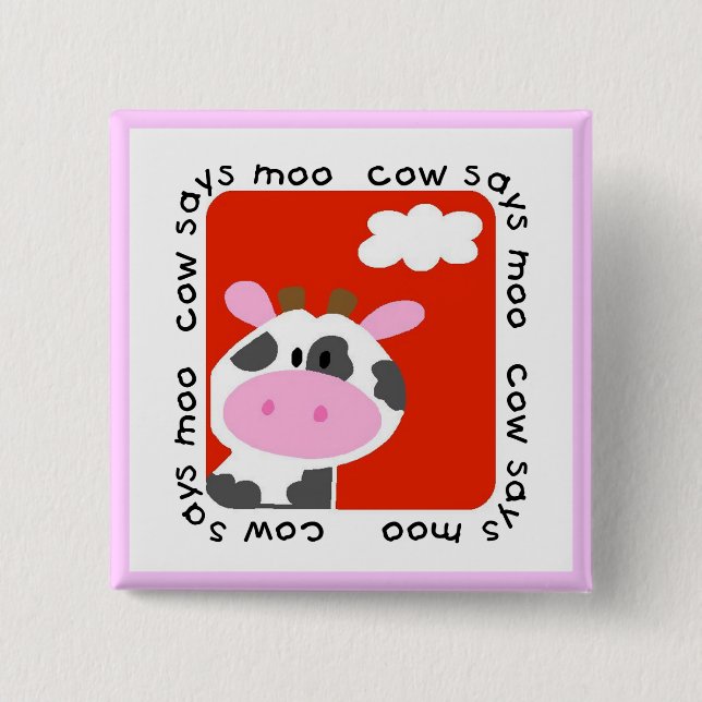 Cow Says Moo Tshirts and Gifts 15 Cm Square Badge (Front)
