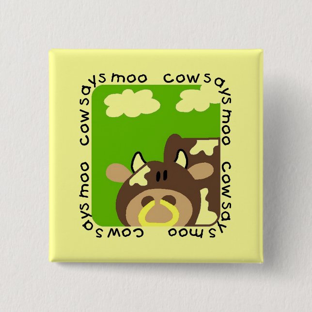 Cow Says Moo Tshirts and Gifts 15 Cm Square Badge (Front)