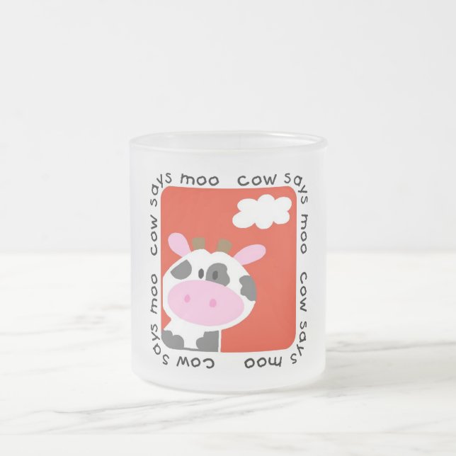Cow Says Moo Tshirts and Gifts Frosted Glass Coffee Mug (Center)
