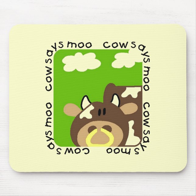 Cow Says Moo Tshirts and Gifts Mouse Mat (Front)