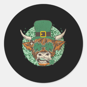 Cow Shamrock Coquette Bow St Patrick's Day Classic Round Sticker