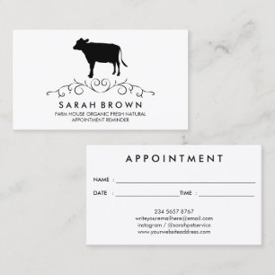 Cow Silhouette Appointment Business Card