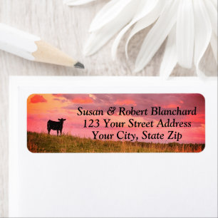 Cow Silhouette at Sunset Return Address