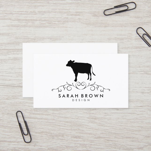 Cow Silhouette Business Card (Front/Back In Situ)