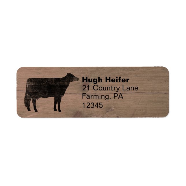 Cow Silhouette Custom Return Address Labels (Front)