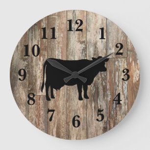Cow Silhouette Farmhouse Shiplap Rustic Decor Large Clock