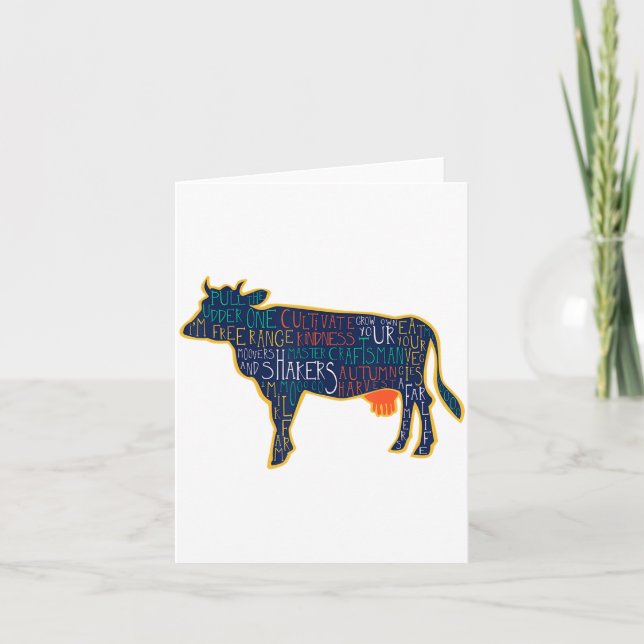 Cow Silhouette Tygraphy Phrases Heifer Fun Chris  Card (Front)