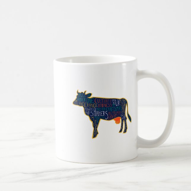Cow Silhouette Tygraphy Phrases Heifer Fun Chris  Coffee Mug (Right)