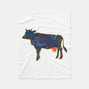 Cow Silhouette Tygraphy Phrases Heifer Fun Chris  Fleece Blanket