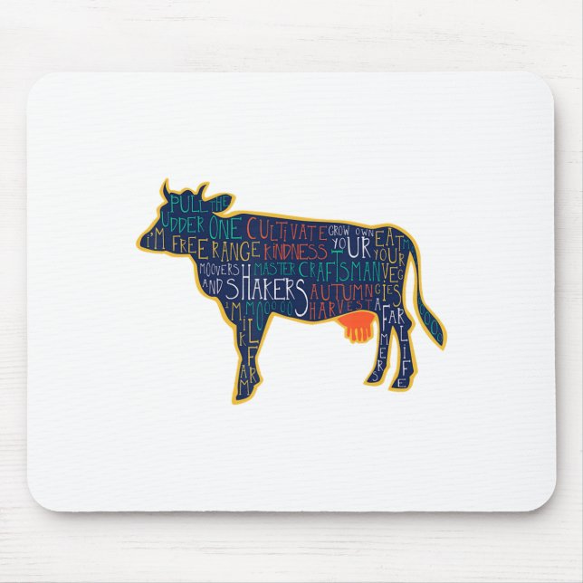 Cow Silhouette Tygraphy Phrases Heifer Fun Chris  Mouse Mat (Front)