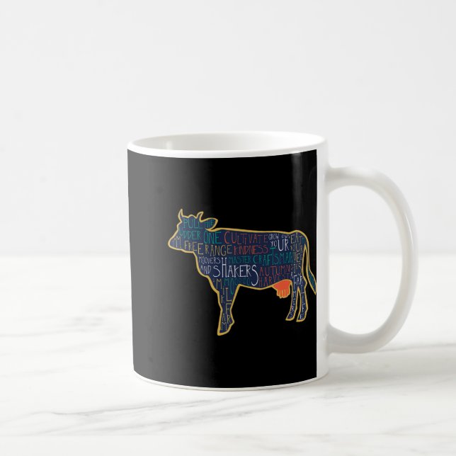 Cow Silhouette Tygraphy Phrases Heifer Fun Chris T Coffee Mug (Right)
