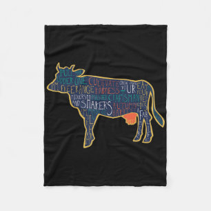 Cow Silhouette Tygraphy Phrases Heifer Fun Chris T Fleece Blanket