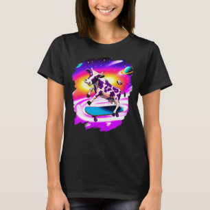 Cow Skateboarding in Outer Space Retro Vintage Ska T-Shirt